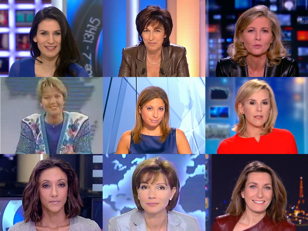 Montage de captures d'écran de présentatrices de journal télévisé.