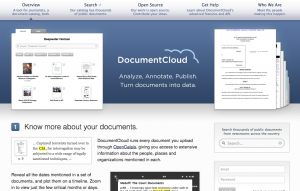 Capture d'écran du site de de DocumentCloud.